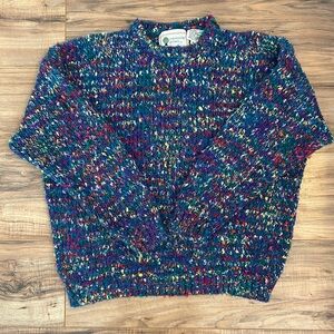 Vintage Sweater Women’s Organically Grown Medium 90s Multicolor Confetti Knit